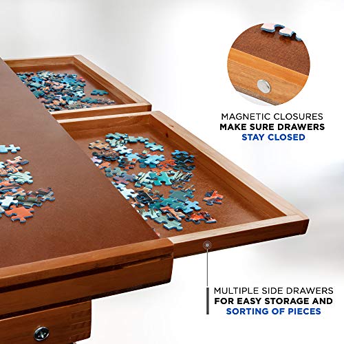 Jumbl Puzzle Board Rack 23″ x 31″ Wooden Jigsaw Puzzle Table w/ 4