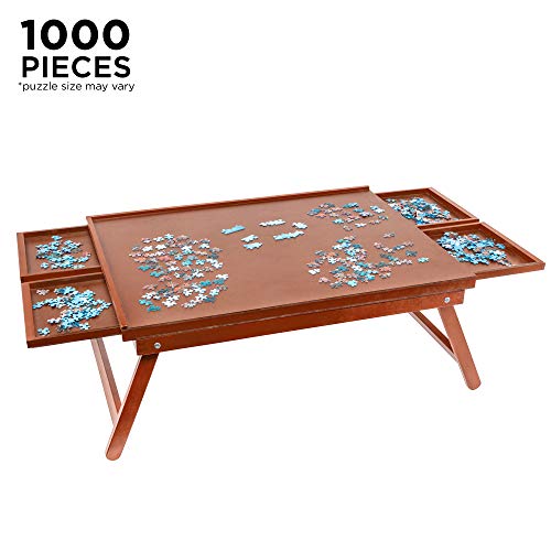 Jumbl Puzzle Board Rack | 23″ x 31″ Wooden Jigsaw Puzzle Table w/ 4