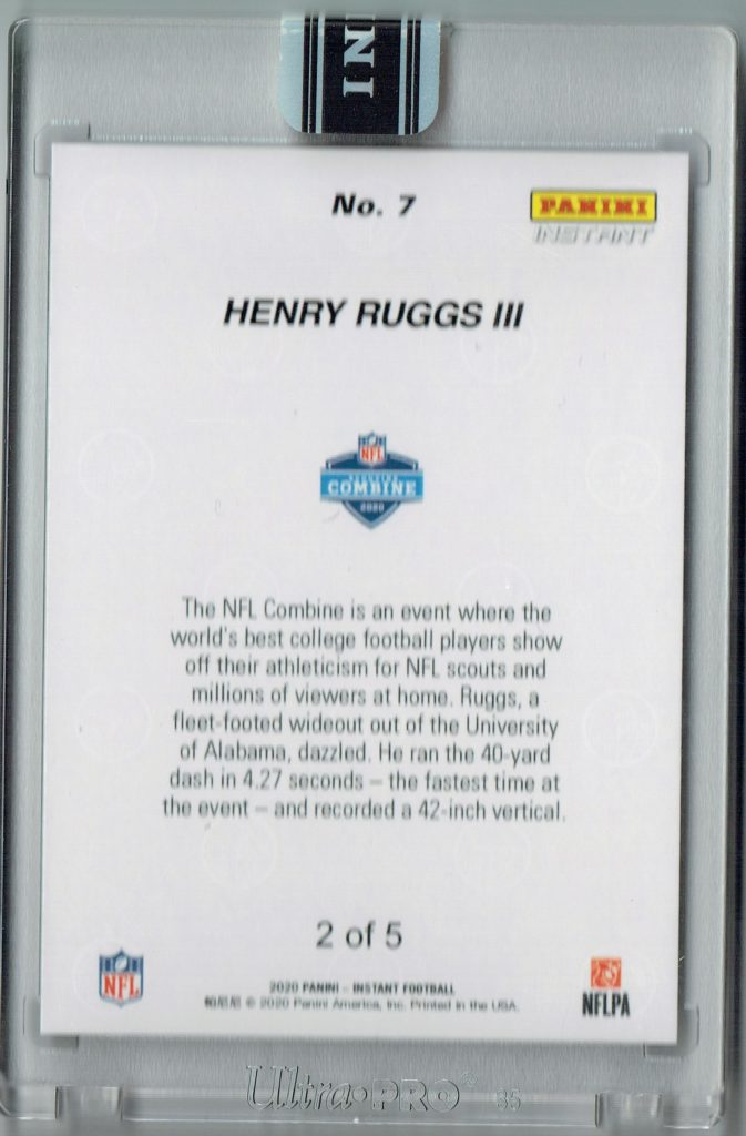 Henry Ruggs III 2020 Panini Instant 7 Green, 2/5 Made NFL Combine