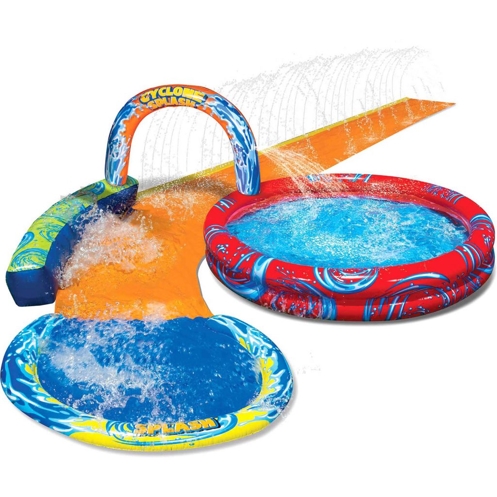 banzai cyclone splash park inflatable with sprinkling slide and water aqua pool