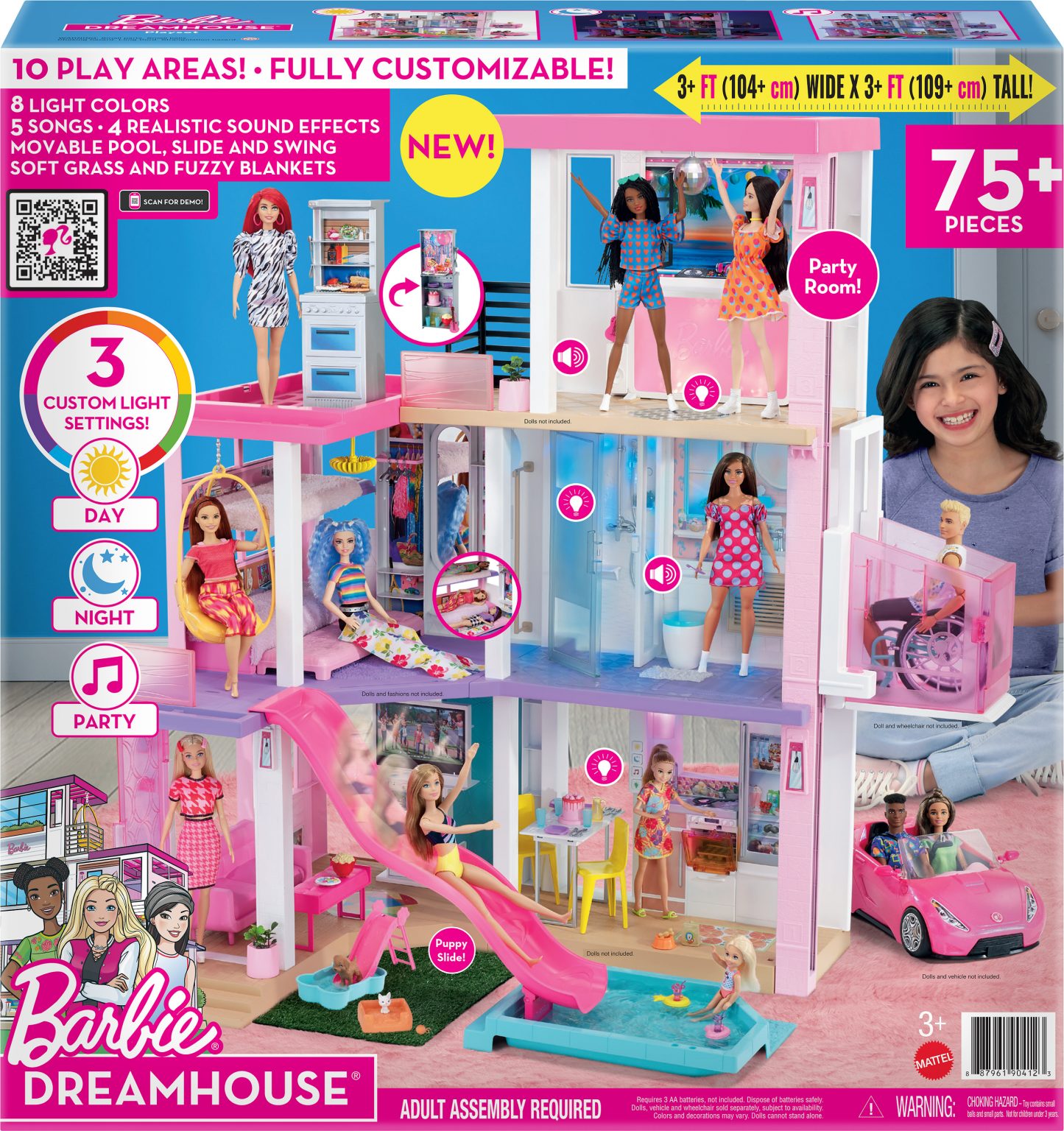 Barbie DreamHouse (3.75-ft) Dollhouse With Pool, Slide, Elevator ...