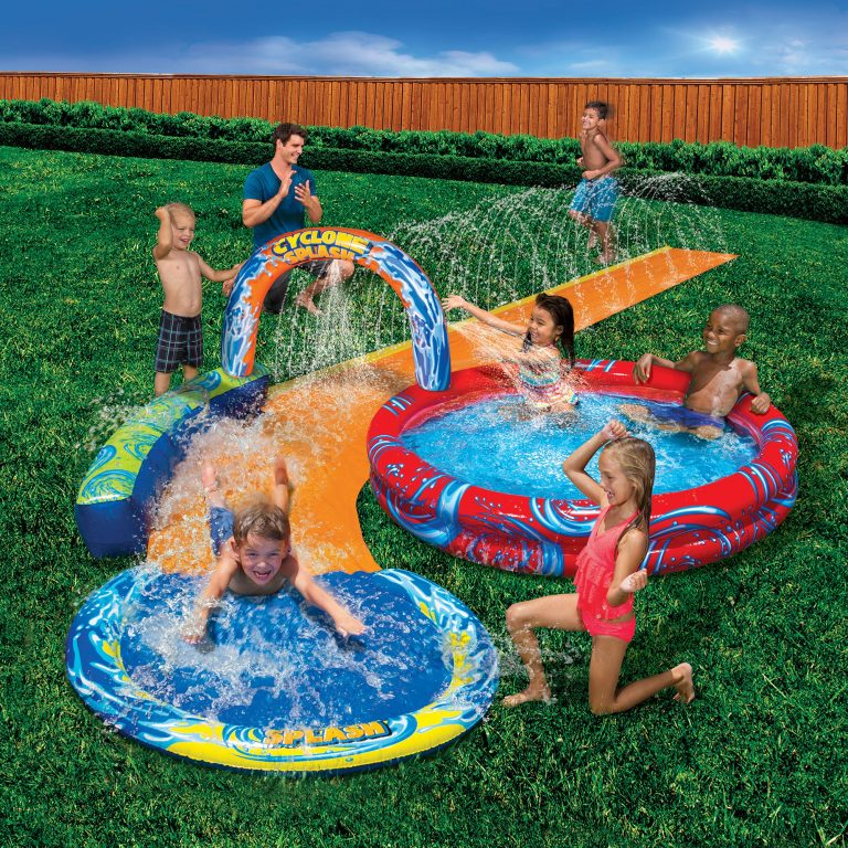 banzai cyclone splash park inflatable with sprinkling slide and water aqua pool