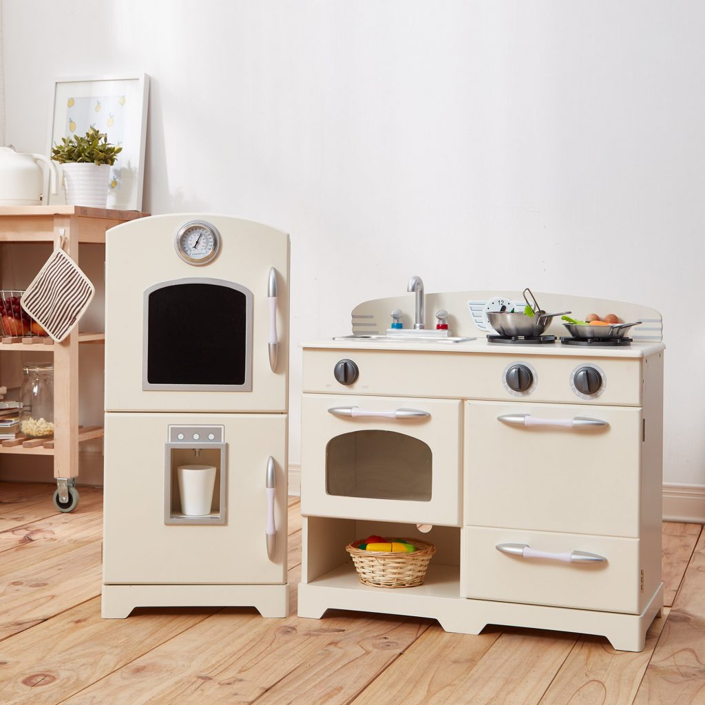 white retro play kitchen