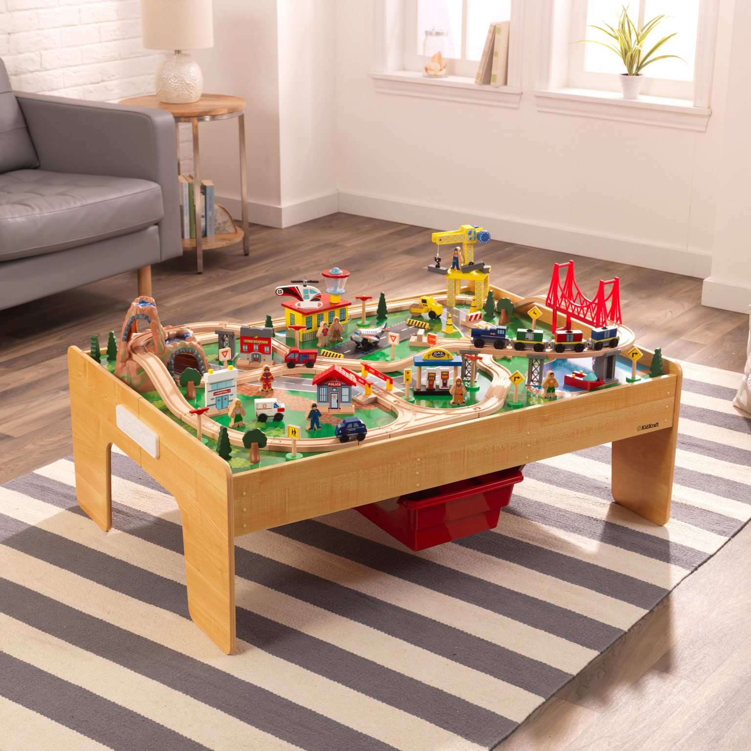 kidkraft adventure town railway train set & table
