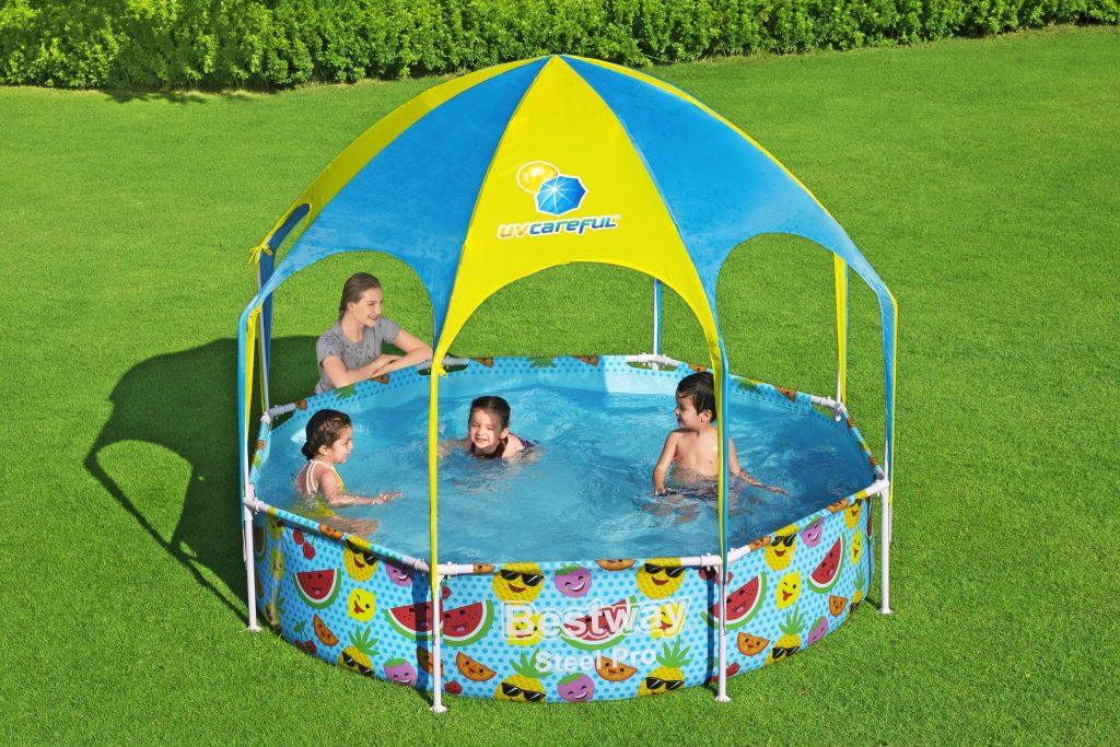 Bestway – Steel Pro UV Careful Splash-in-Shade Round Above Ground Pool ...