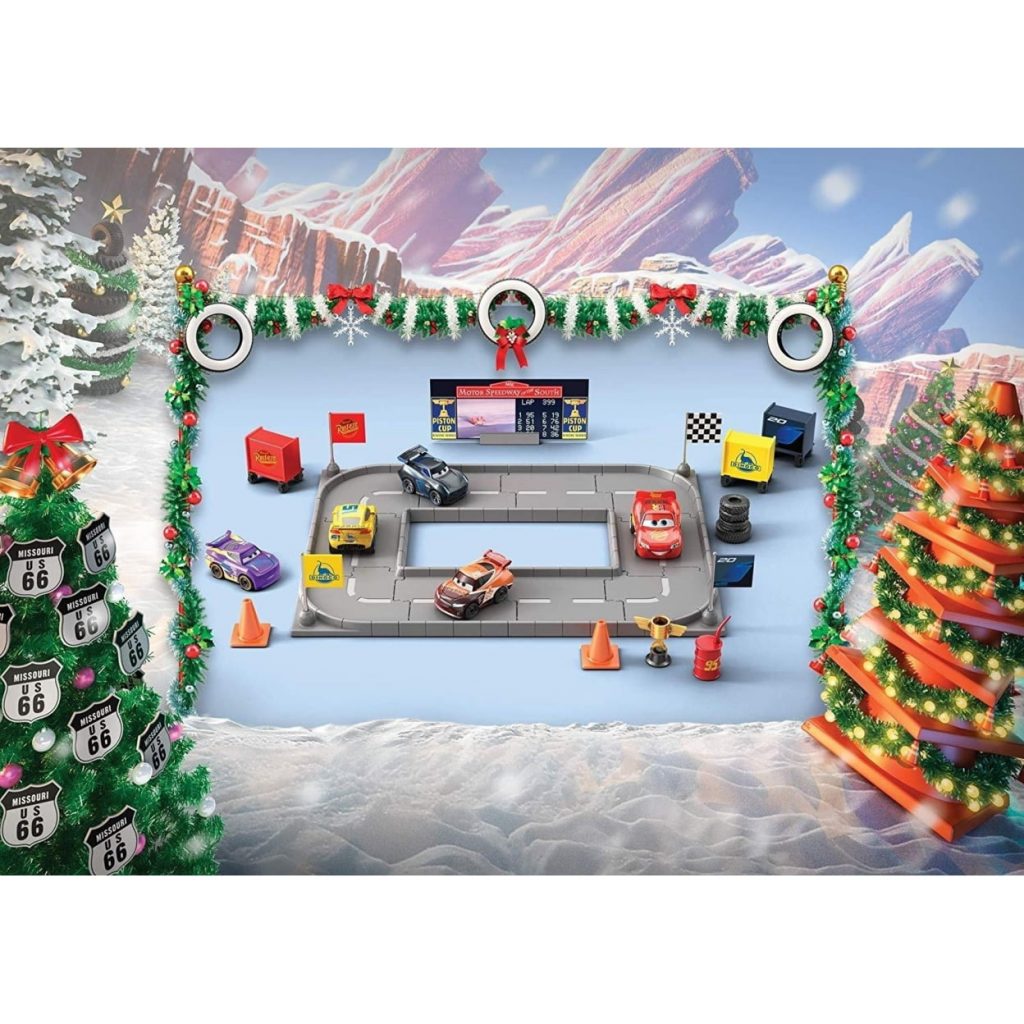 Disney Pixar Cars Advent Calendar XMAS 5 Mini Vehicles Playset Mattel